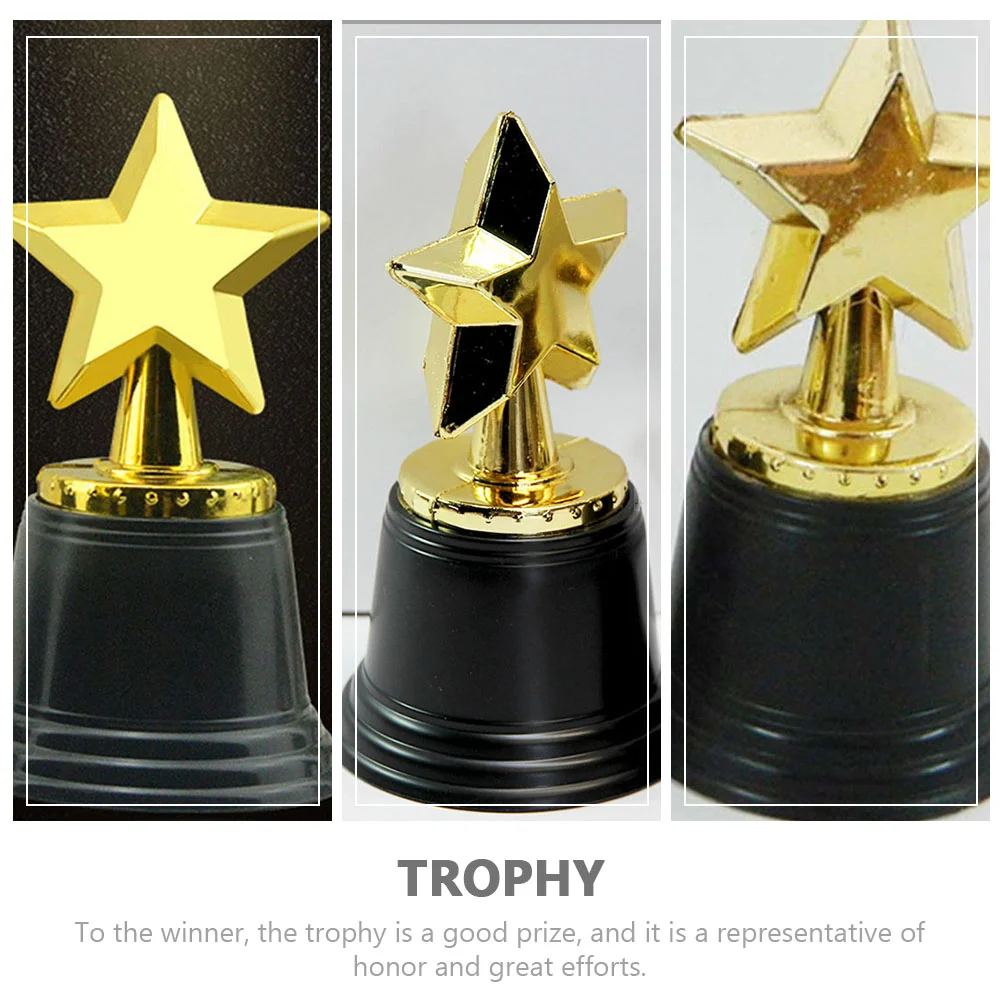 Star Trophy Compact Plastic Prize for Kids, Sports exquis, Accessoires de football délicats, Fournitures de prix, 12 pièces