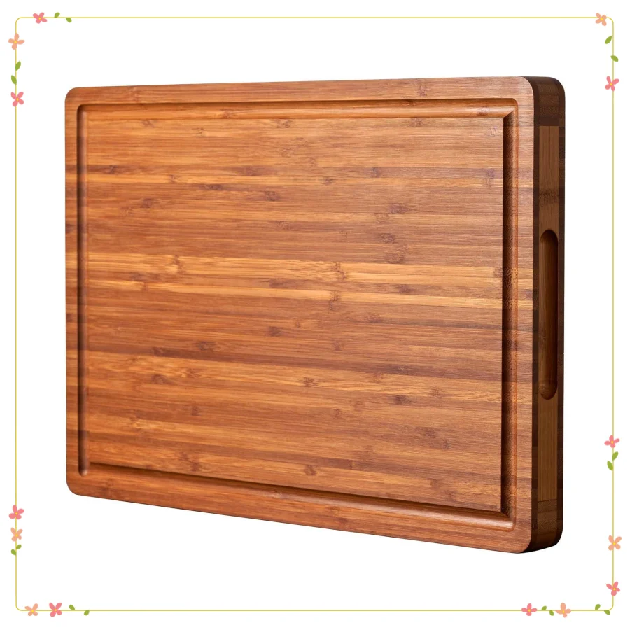 

Bamboo Cutting Board with Juice Groove, 1" Thick Butcher Block for Kitchen & Charcuterie