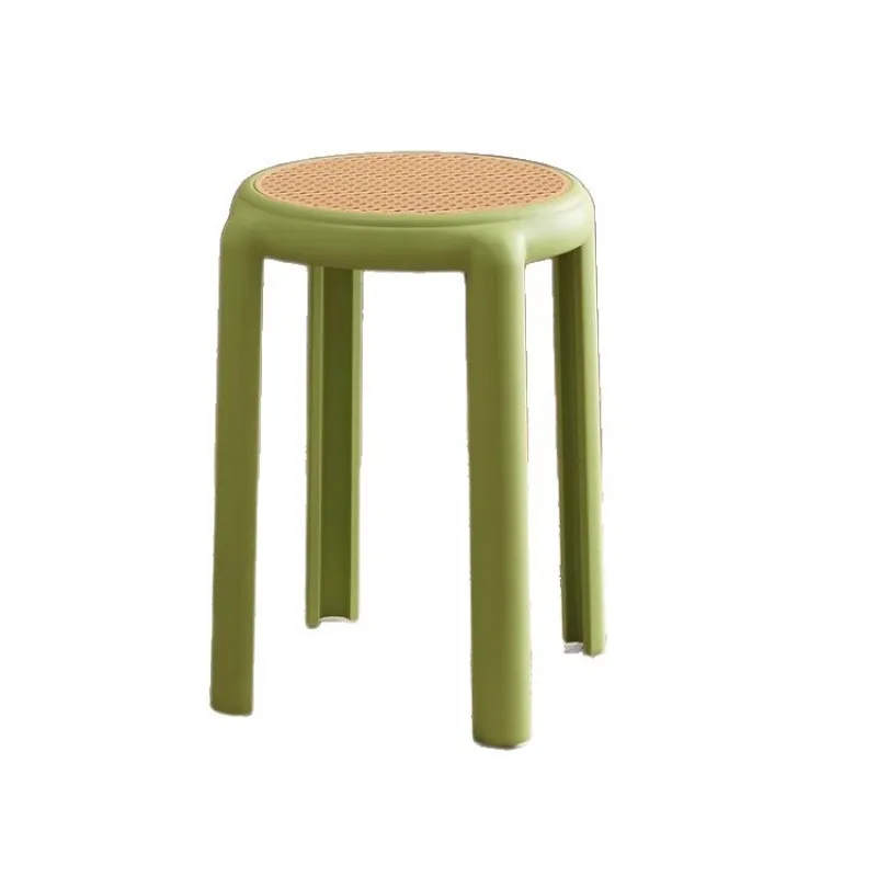 

Medieval rattan woven plastic stool can be stacked household thickened strong durable round stool modern