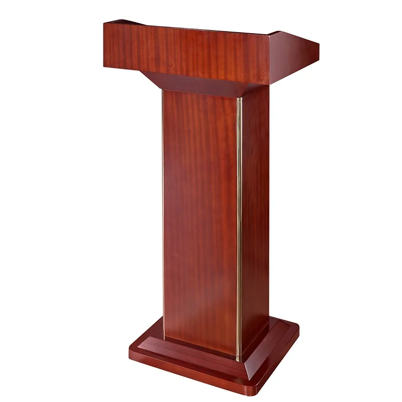 Space-saving Durable Church Podium Lectern Desk, Mahogany Sapele Wood Speech Table Rostrum
