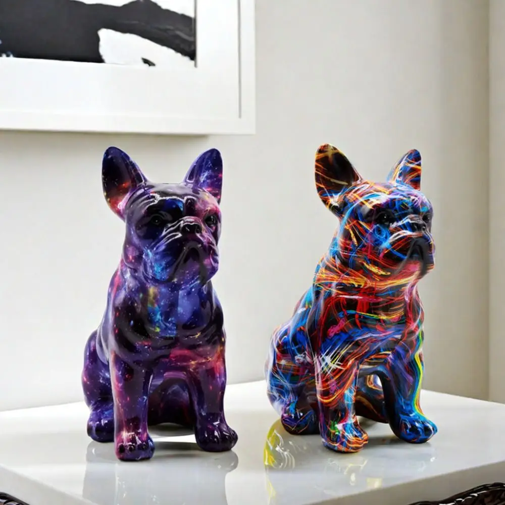 Estatua Bulldog Francés con Graffiti Kawaii, Mini estatua perro colorida dibujos animados, durara
