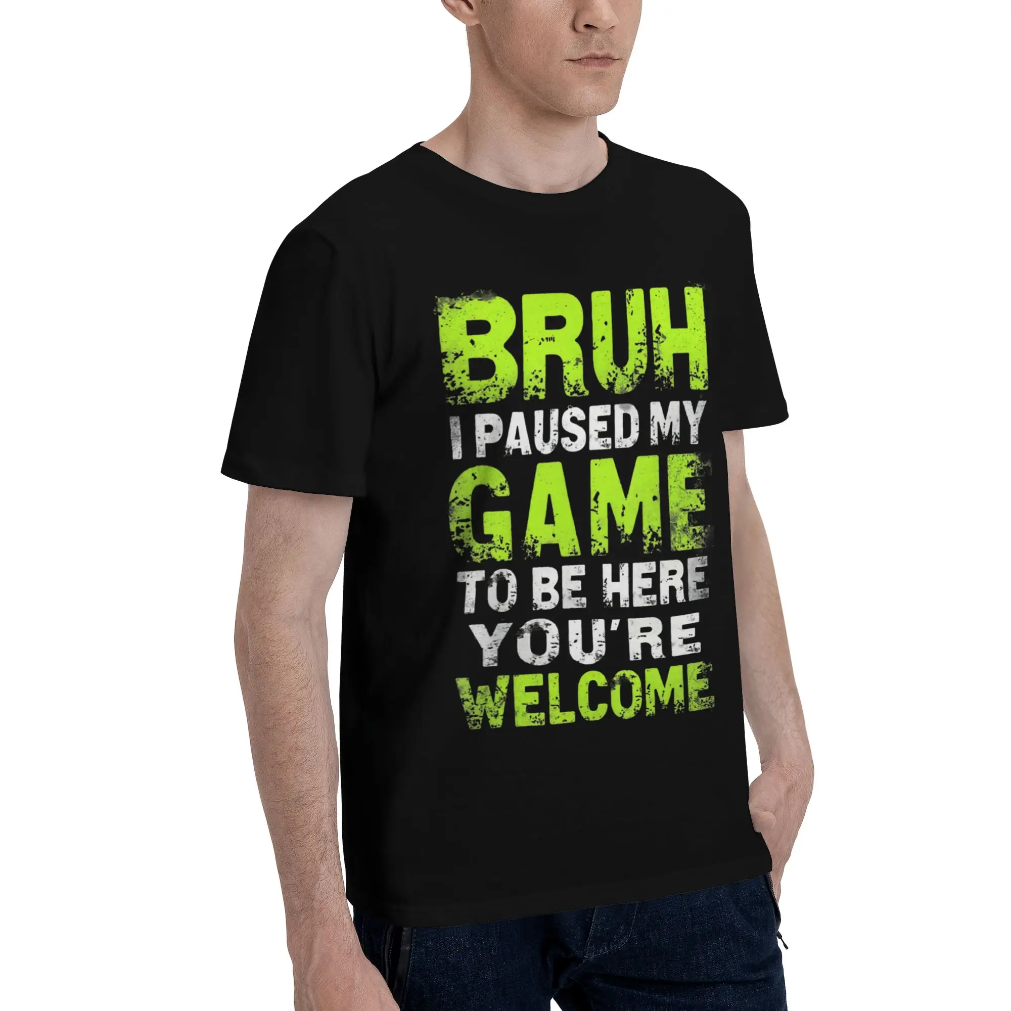 I Paused My Game To Be Here Graphic Printed T Shirt Men Women  Pure Cotton  Tee Shirt Clothes
