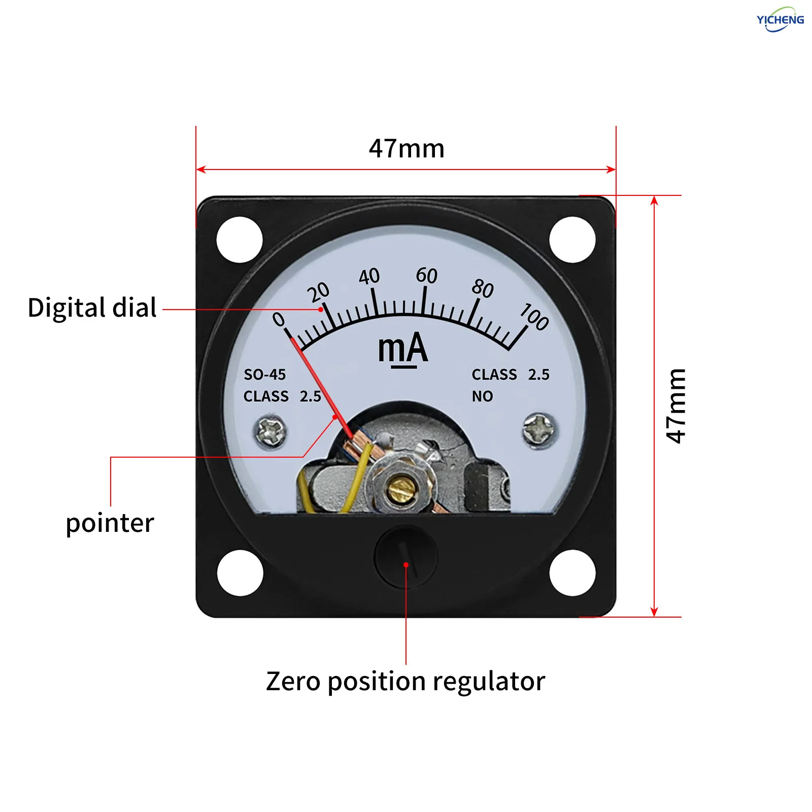YICHENG DC/AC milliampere meter,ammeter,circular small current test 1MA2MA3MA5MA10MA30MA50MA100MA200MA500MA,Direct connection