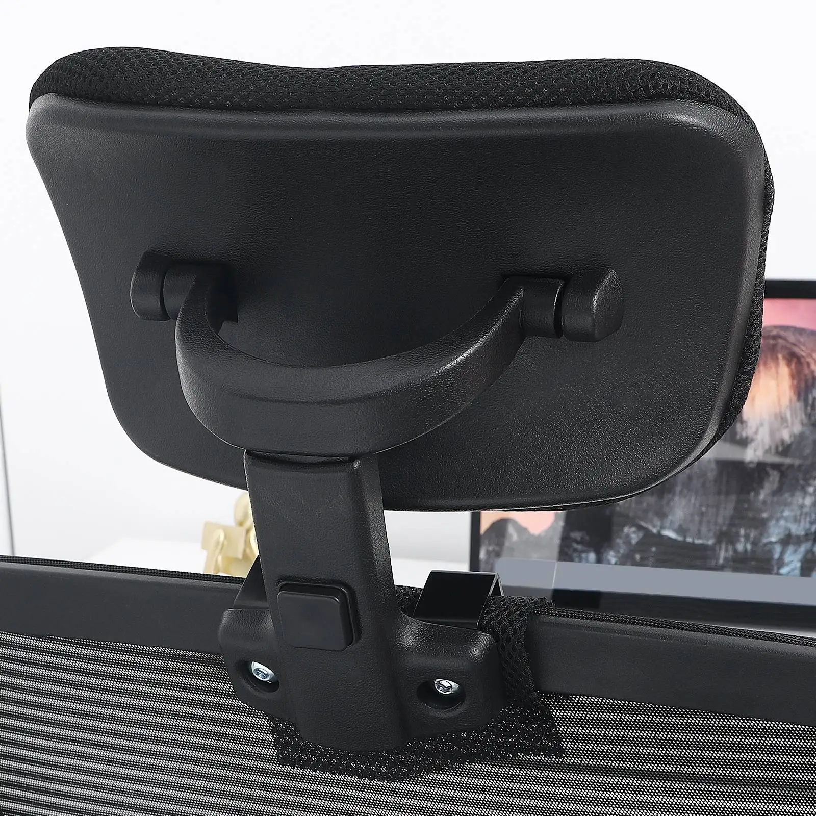 Office Chair Headrest Attachment 26mm Thick Black Clip Adjustable Height Neck Support Computer Chair Accessory