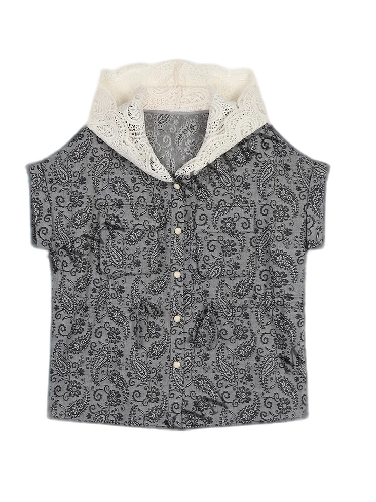 

JiJi Casual Cotton Blend Short Sleeve Hoodie for plus Size Women Spring Summer Comfortable Breathable Loose Fit Top