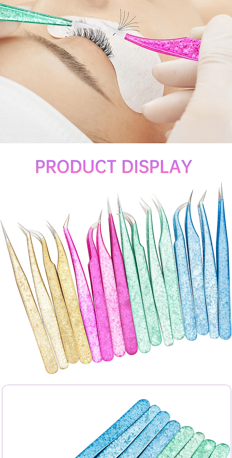 1 stücke Edelstahl Wimpern Pinzette Augenbraue Clip Eis Blume Design Hohe Präzision Lash Verlängerung Pinzette Make-Up-Tools – Detail 9