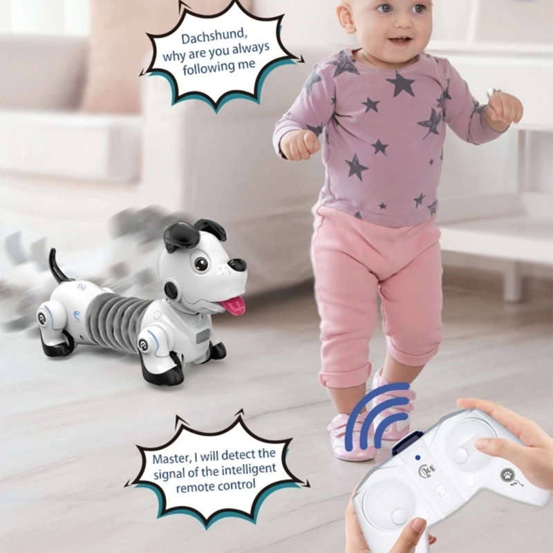 Kids Electric Pet Dog Remote Control Toy Infant Walking Learning Educational Toys Interactive Smart Robot for Boys Girls Gifts