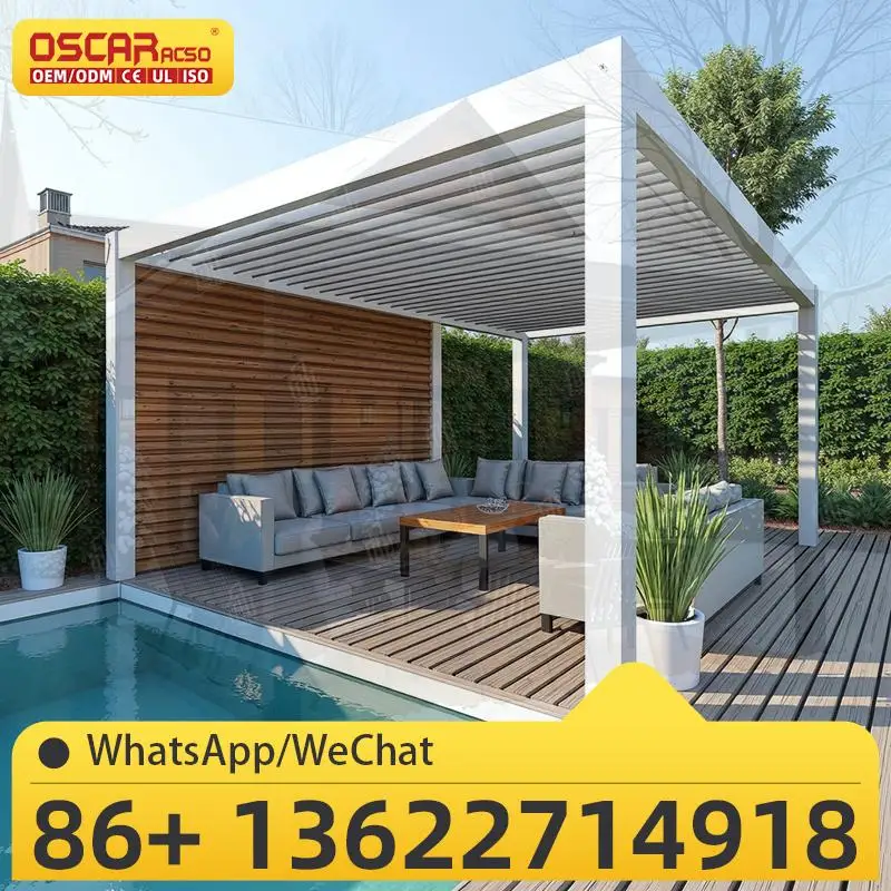 

Aluminum Sunshade Led Double Side Motorized Pergola Awning for Garden Patio Balcony pergola