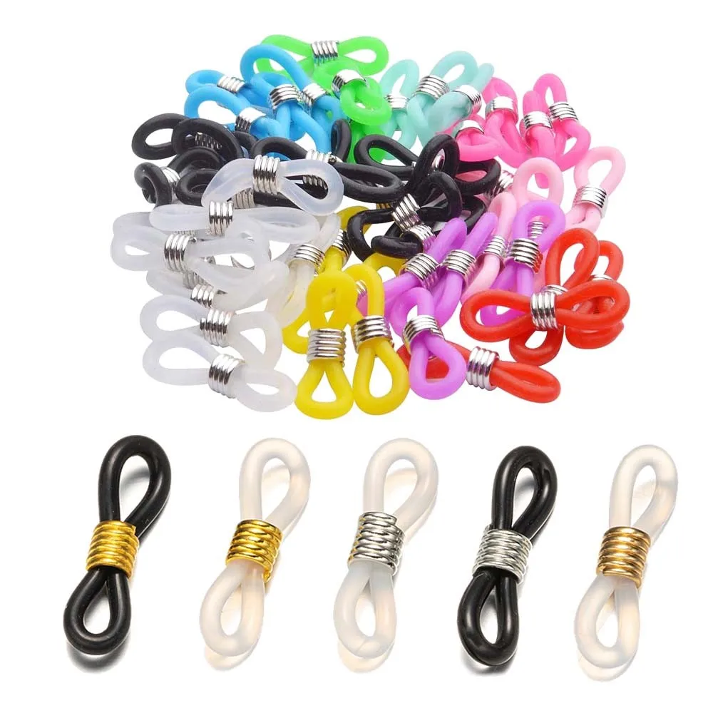 50pcs Spring Rubber Silicone Ends Connectors For Eyeglass Sunglasses Necklace Chain Loop Holder Jewelry Making Supplies Material