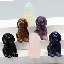 Black Obsidian Dog Figurine, Natural Stone, Hand Carved Jade Mini Puppy, Crystal Craft, Chakra, Home Decor, 1.5