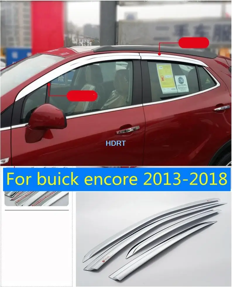 

For Opel Mokka buick encore 2013-2018 Car Window ABS chrome Sun Rain Shade Visors Shield Shelter Protector Cover Frame Sticker