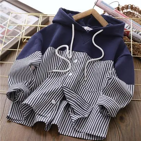 

Boys Long Sleeves Outerwear 2022 Spring and Autumn New Big Children Casual Hooded Top Autumn Wear Bottoming Shirt