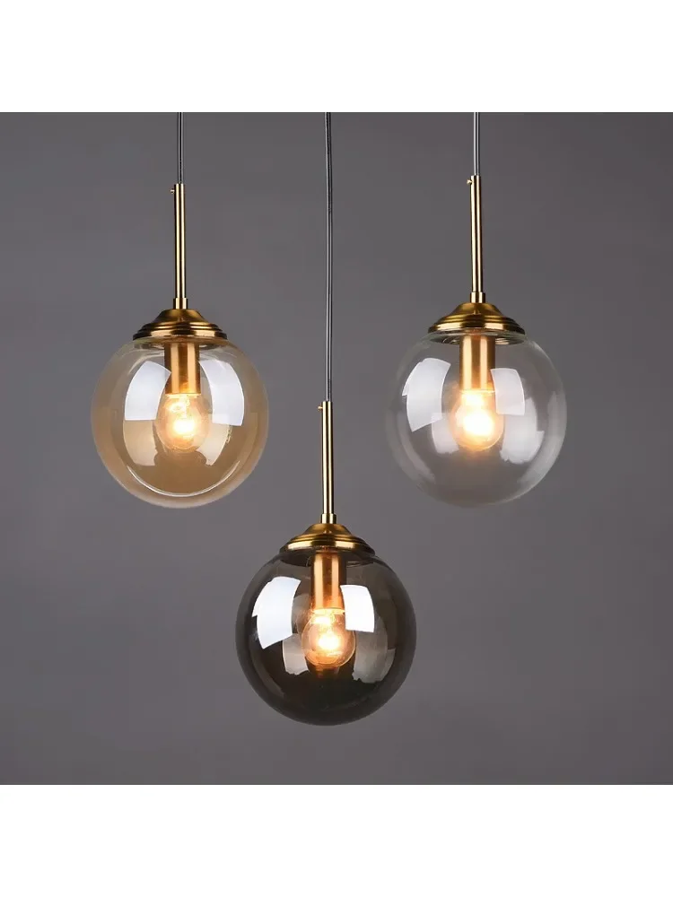 Moderne glazen hanglamp E27 helder amber stenen kroonluchter Nordic Home Decor verlichting voor woonkamer snoer hanglampen - afbeelding 2