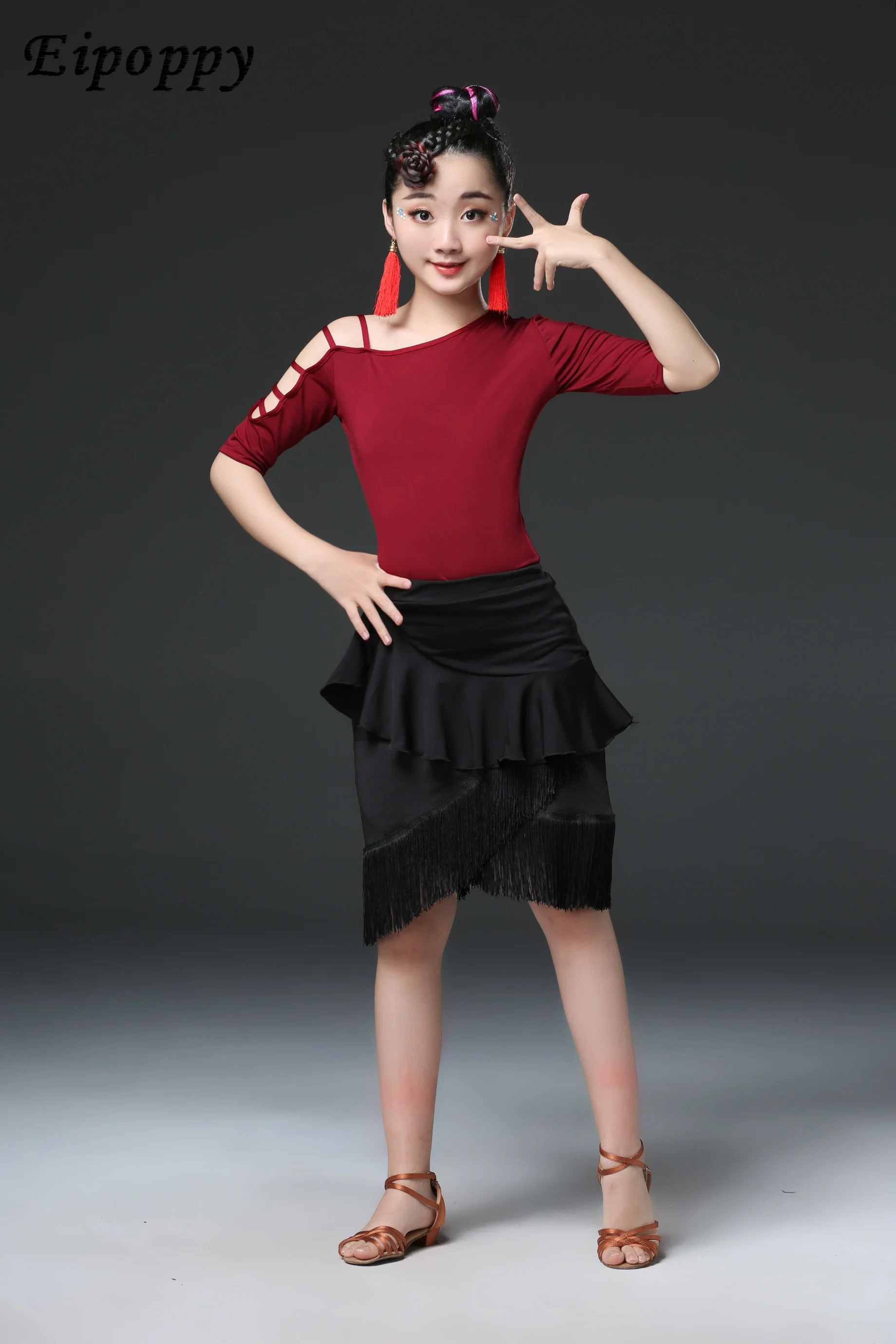 زي أداء الرقص اللاتيني للفتيات ، ملابس التمارين