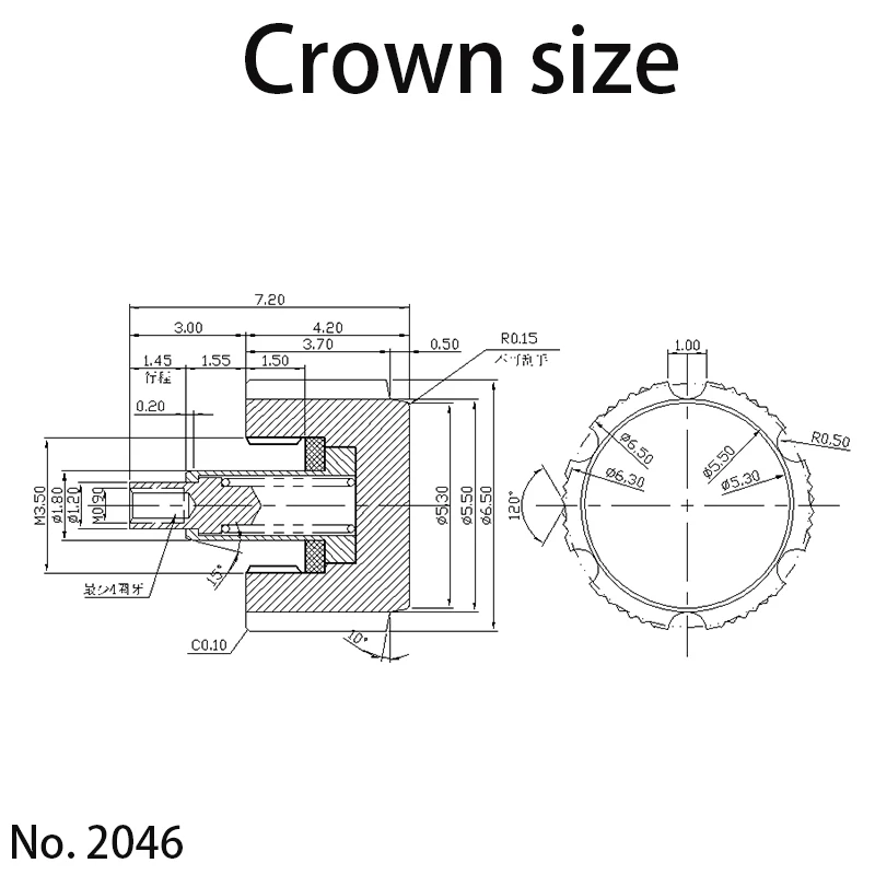 6.5mm Watch Crown accessori in acciaio inossidabile parti per Seiko 44mm skx 6105 custodie skx009 skx013 skx007 NH35 NH36 movimento