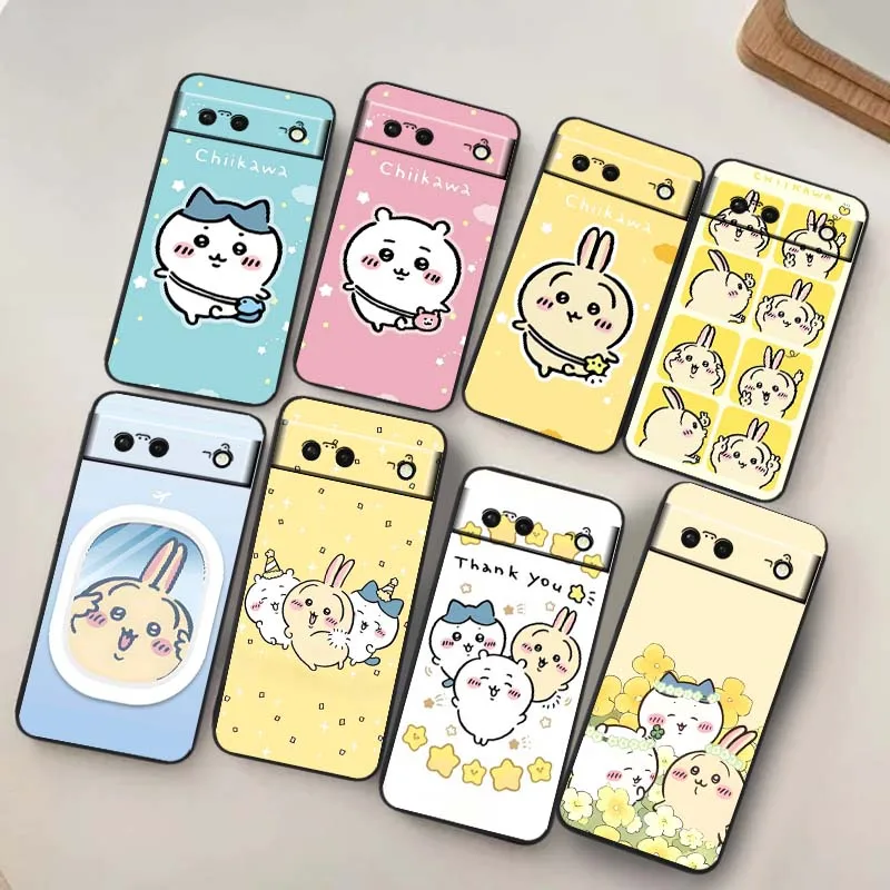

Usagi Chiikawa Hachiware Cute Phone Case For Google Pixel 9a 9 8A 8 7 7A 6 6A Pro XL 2024 5G Black Soft TPU Silicone Cover