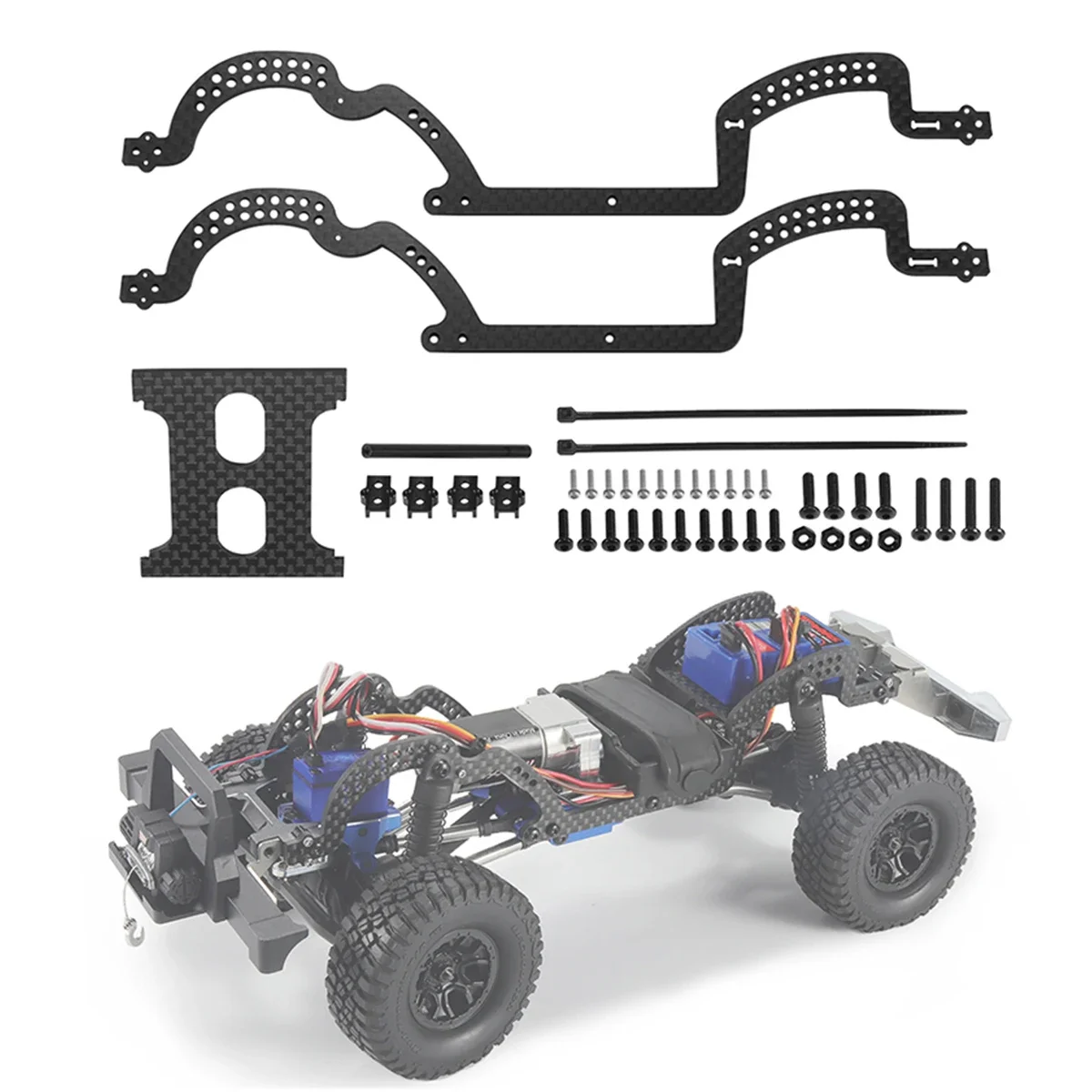 Z włókna węglowego TRX4M LCG podwozie zestaw szyn ramowych do 1/18 RC Crawler samochodowy obrońca TRX4-M Bronco części zamienne