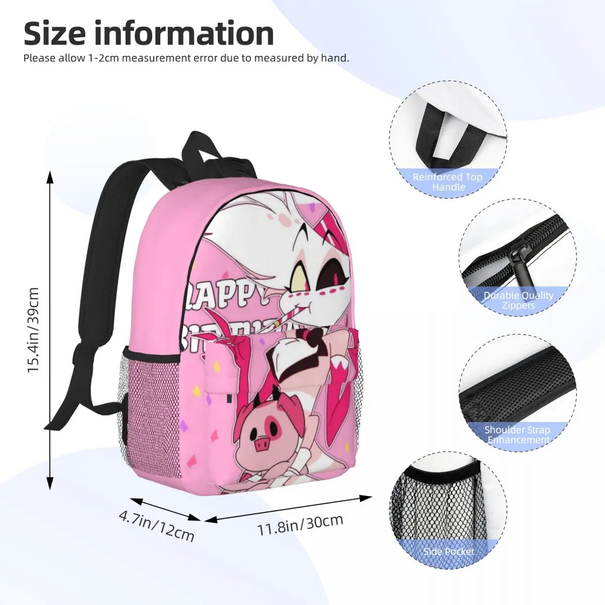 A-Angel-Dust-&-Fat-Nugget For Girls Boys Large Capacity Student Backpack Lightweight waterproof Backpack 15inch