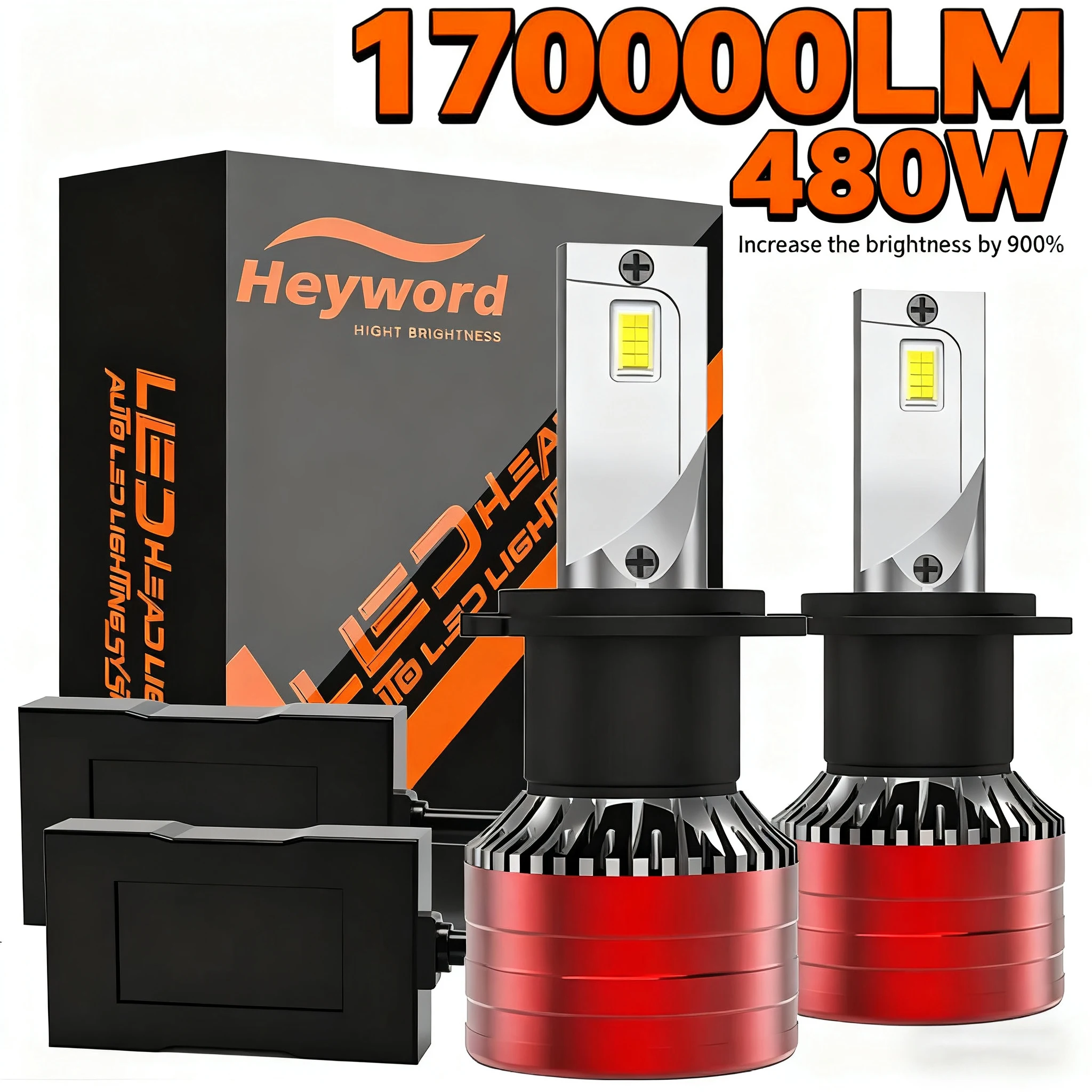

Heyword 2Pcs Car Headlight H4 H7 LED H11 9005 9006 H1 Auto Bulbs 480W 170000LM Light Lamp 6000K 12V Led Headlight Bulbs