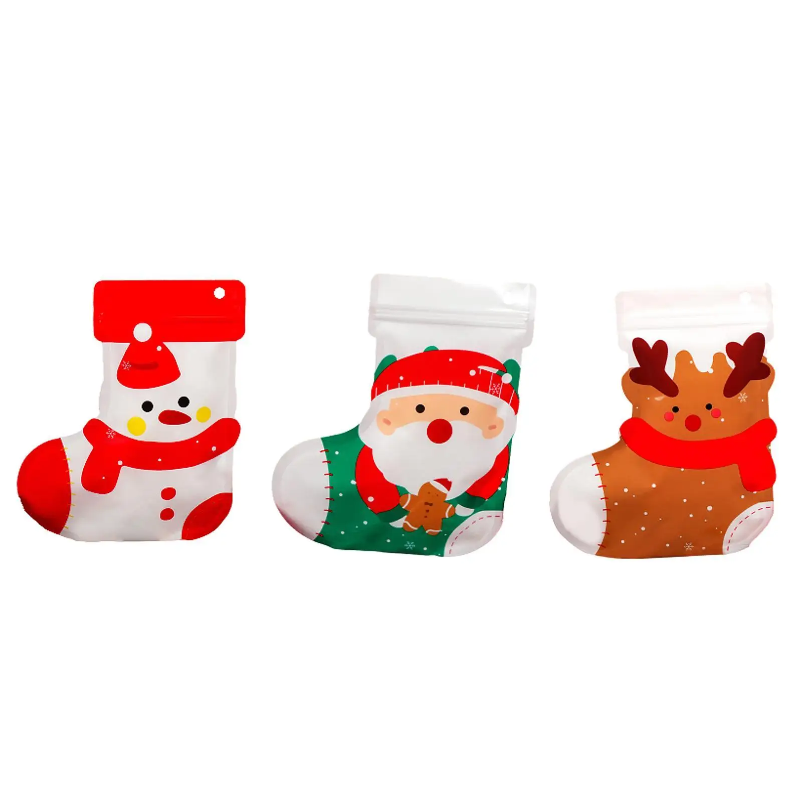 10Pcs Christmas Cookie Bags with Seal Christmas Treat Bags Xmas Cellophane Bags