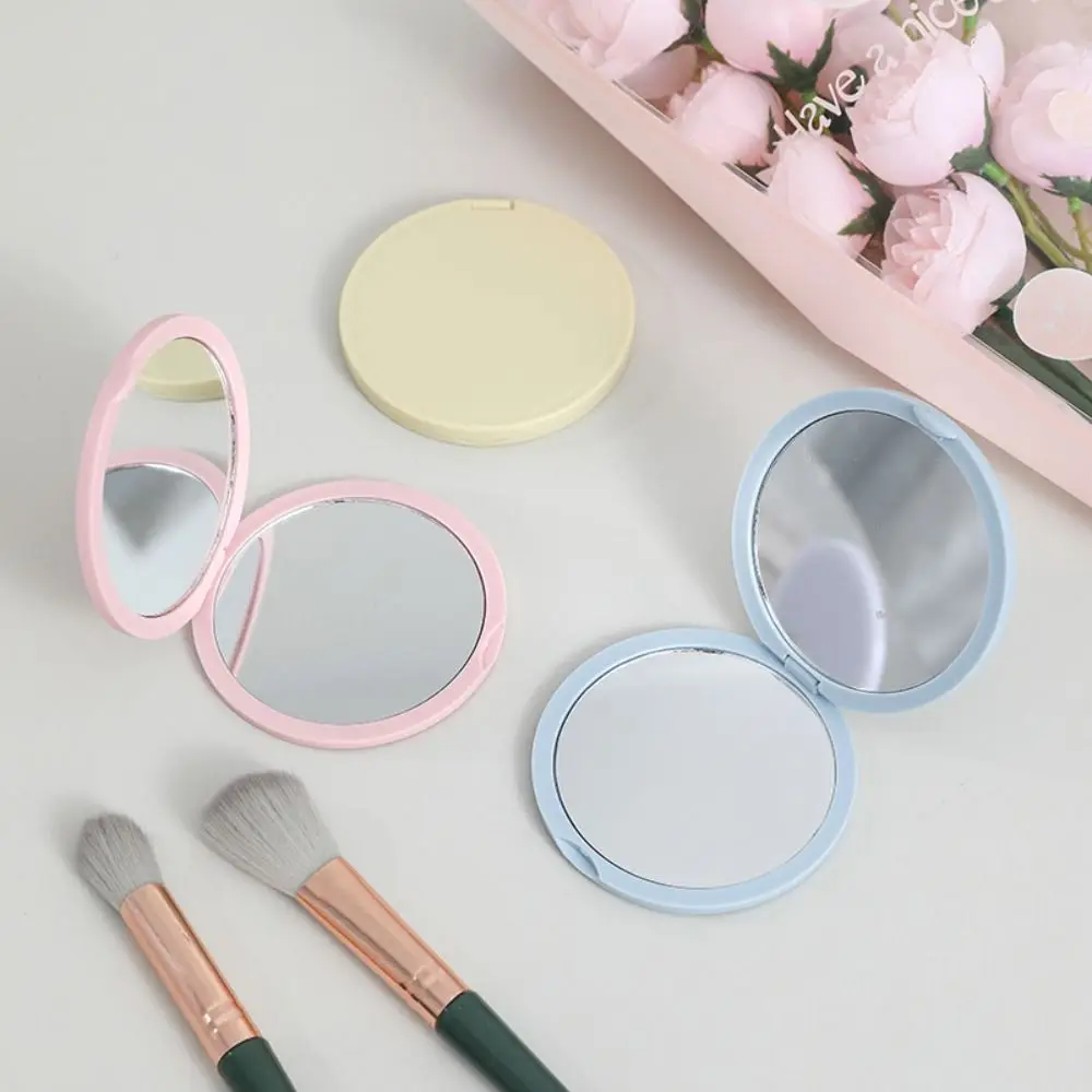 Simple Mini Hand-Held Mirror Portable Double-Sided Make-Up Mirror Plastic Cute Pocket Mirror Student