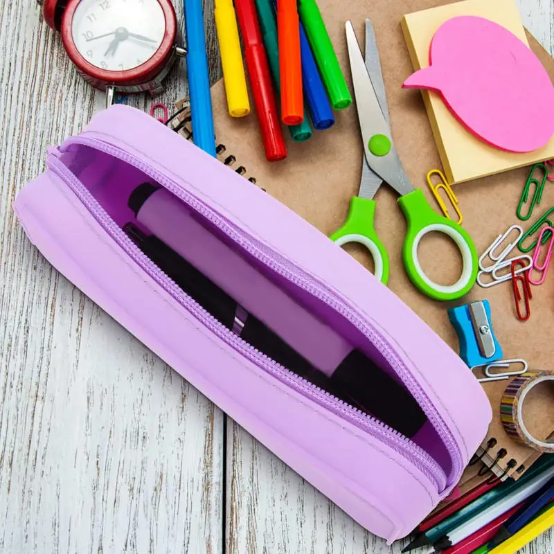 

Large Capacity Pencil Case Student Stationery Storage Backpack Rectangular Cosmetics Storage Bag Zipper Color Random