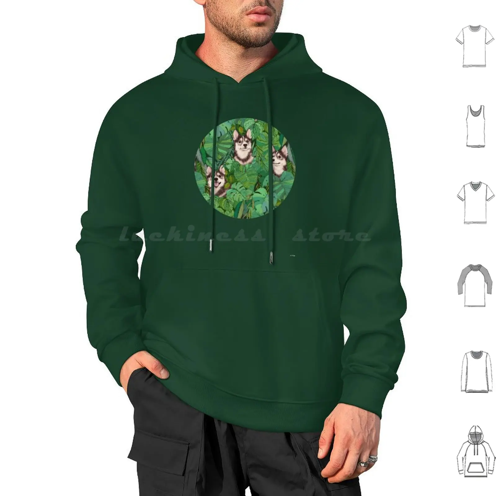 Pomsky Garden sudaderas con capucha de manga larga retrato de perro mascota cachorro Pomsky Pomskies Pomeranian Husky perros hojas jardín