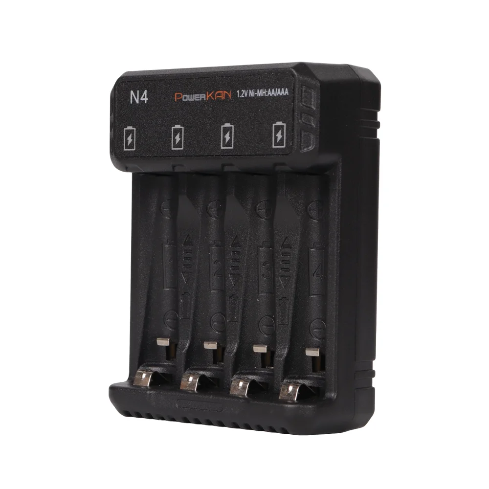 POWERKAN N4 battery charger LED charging display Supports 1~4 1.2V Ni-MH/Cd AA AAA batteries to be charged simultaneously