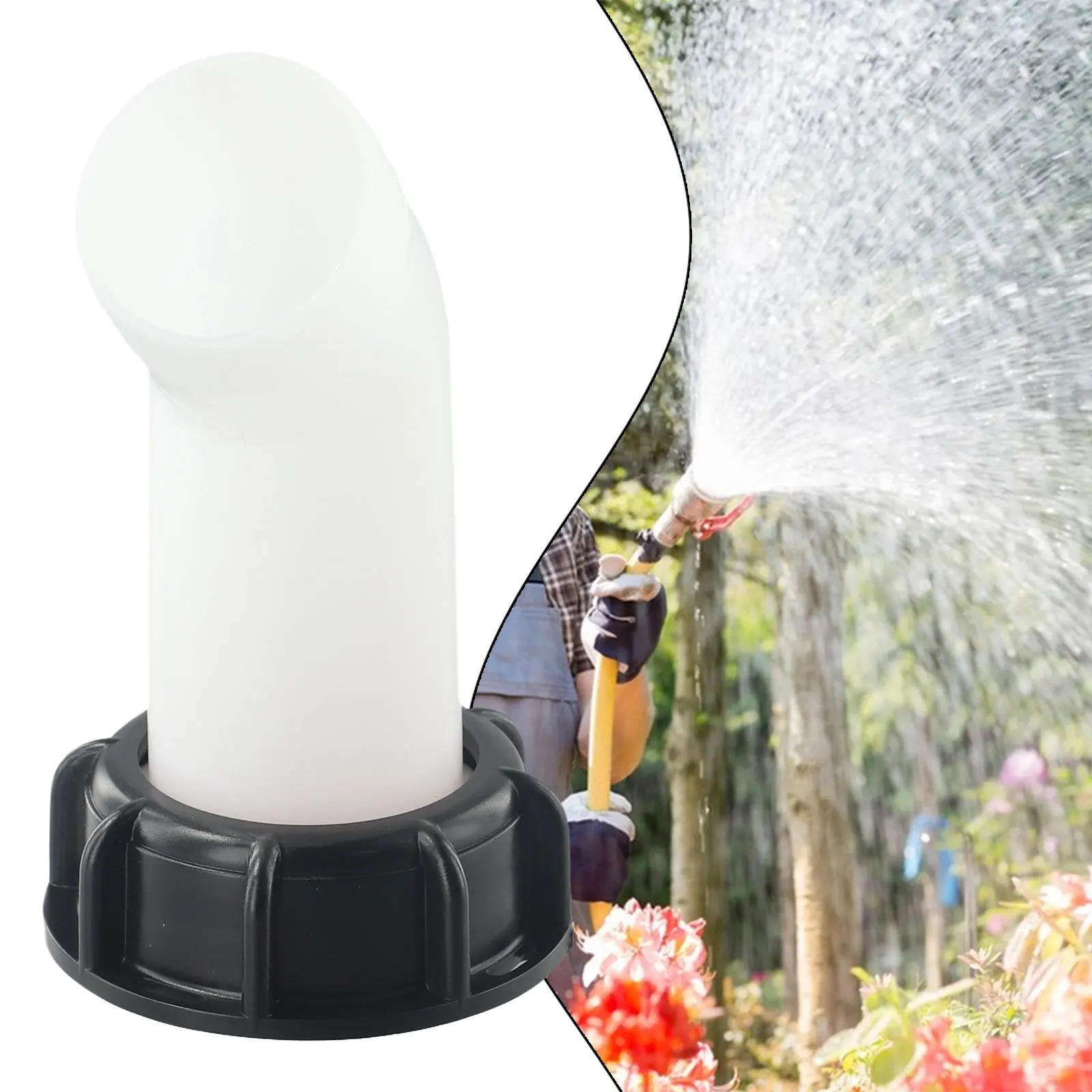 IBC Water Tank Drainage Hose 2in Extension Spout with Valve Cap Fitting and Nozzle Tap for Controlled Water Flow