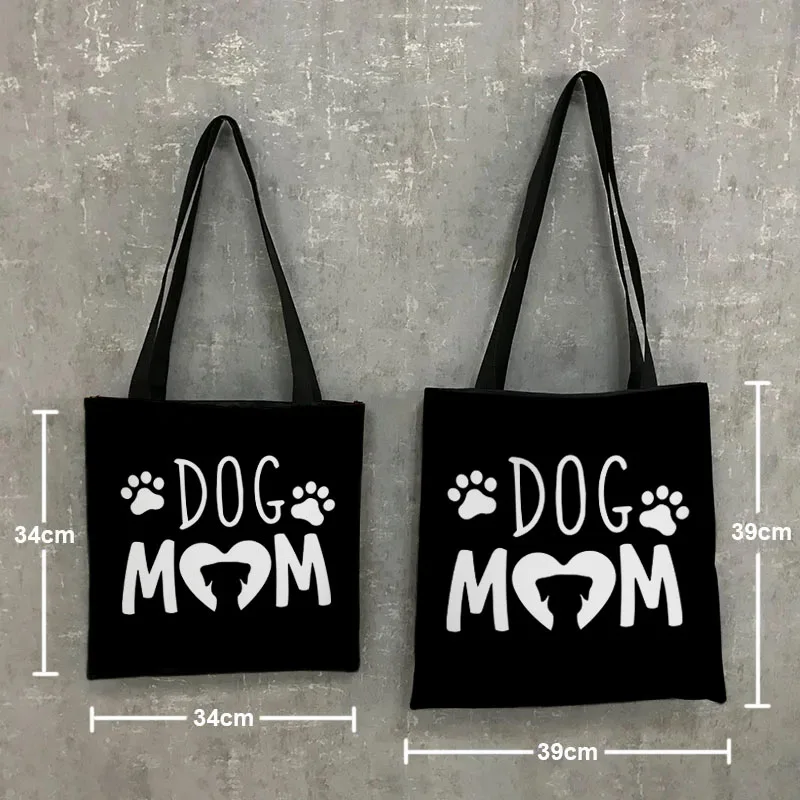 Dog Paws Heart Print Tote Bag Dog Mom Women Handbag Causal Eco Shopper Bags Ladies Reusable Shopping Bag Storage Handbags Gift