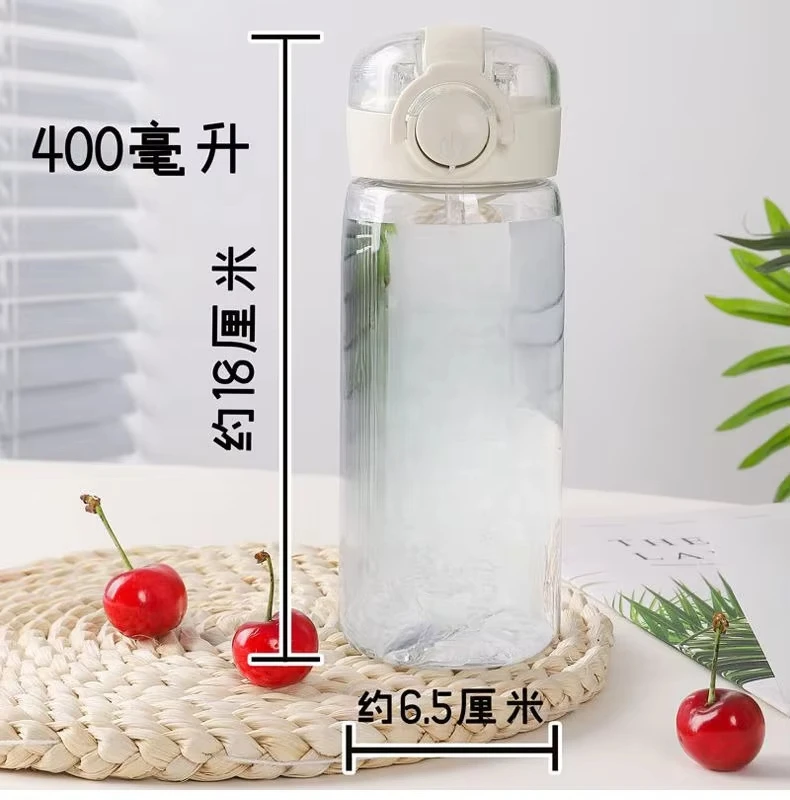 400ml Move K-Pop Demon Hunters Bottiglia d'acqua trasparente con cannuccia Simpatico cartone animato Bottone elastico portatile Bollitore Regali di compleanno