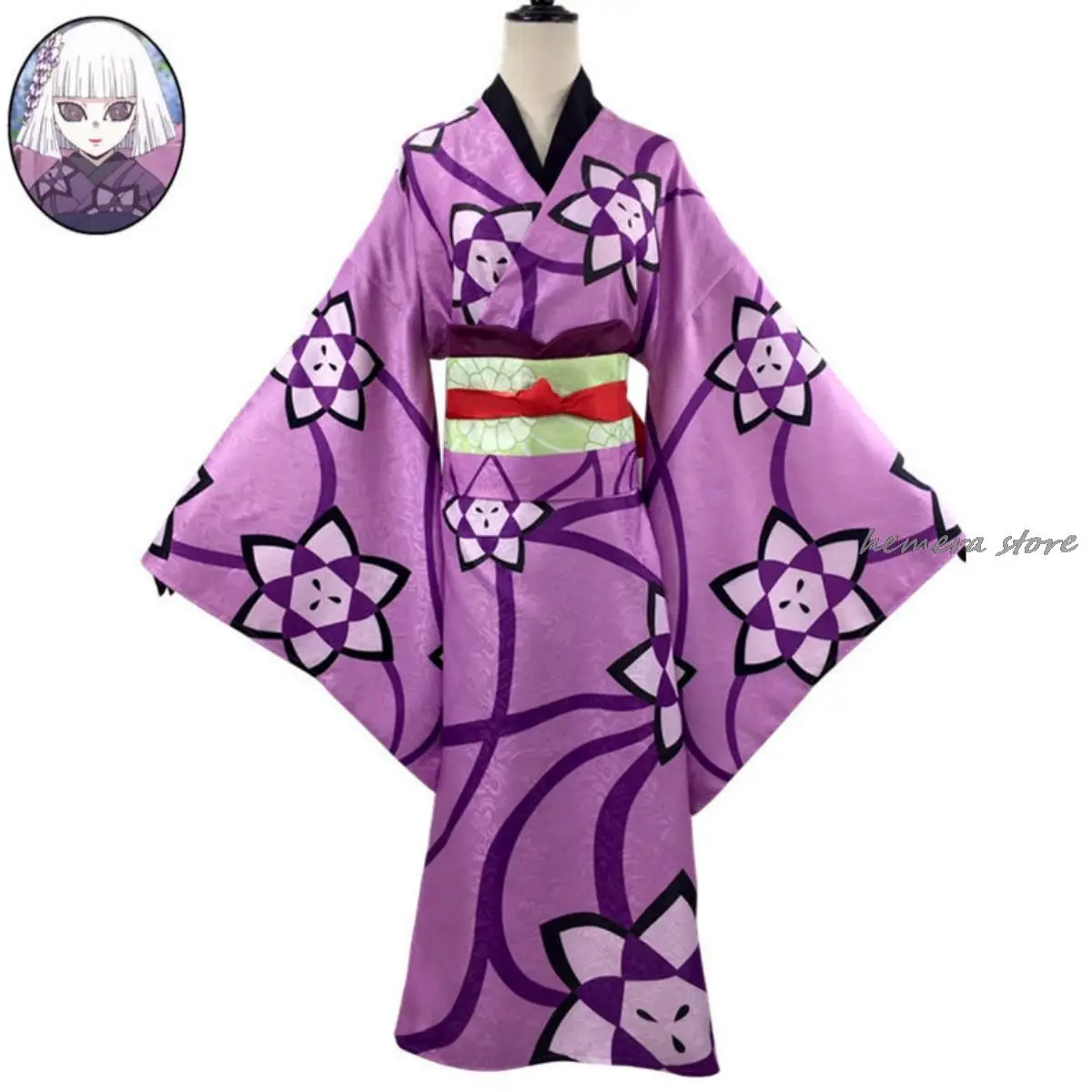 Ukiki Anime Cosplay Traje para Mulheres, Nichika Demon Slayer, Kimetsu No Yaiba, Kimono Acessórios, Traje de baile, Masquerade