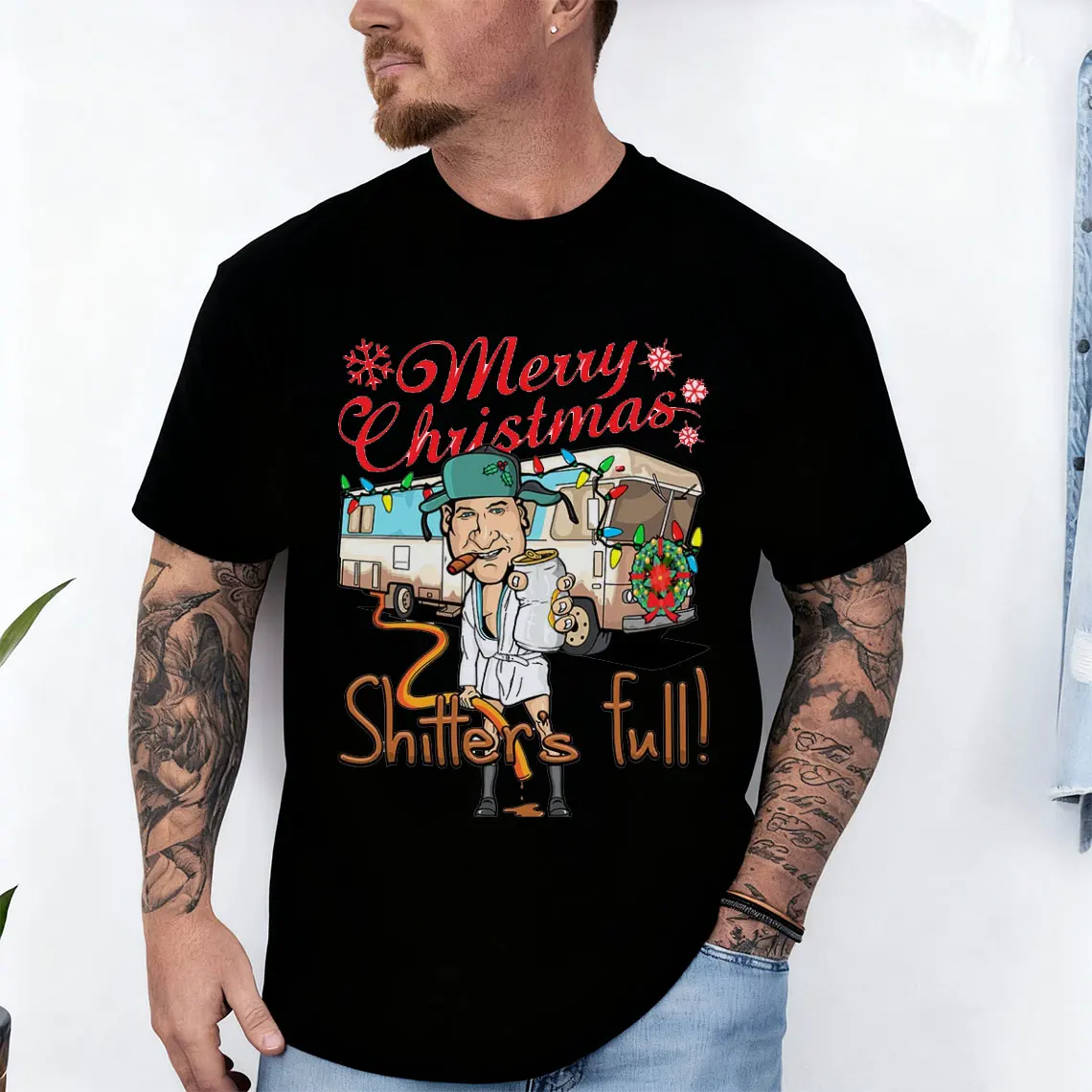 เสื้อยืดลายกราฟิกตลกๆ สไตล์ครูว์ แขนสั้น ผ้าฝ้าย ใส่สบาย ลายมีมแปลกๆ ของขวัญตลกๆ สำหรับพี่น้องครูน้องน้อง ฉลองคริสต์มาสอย่างมีสไตล์