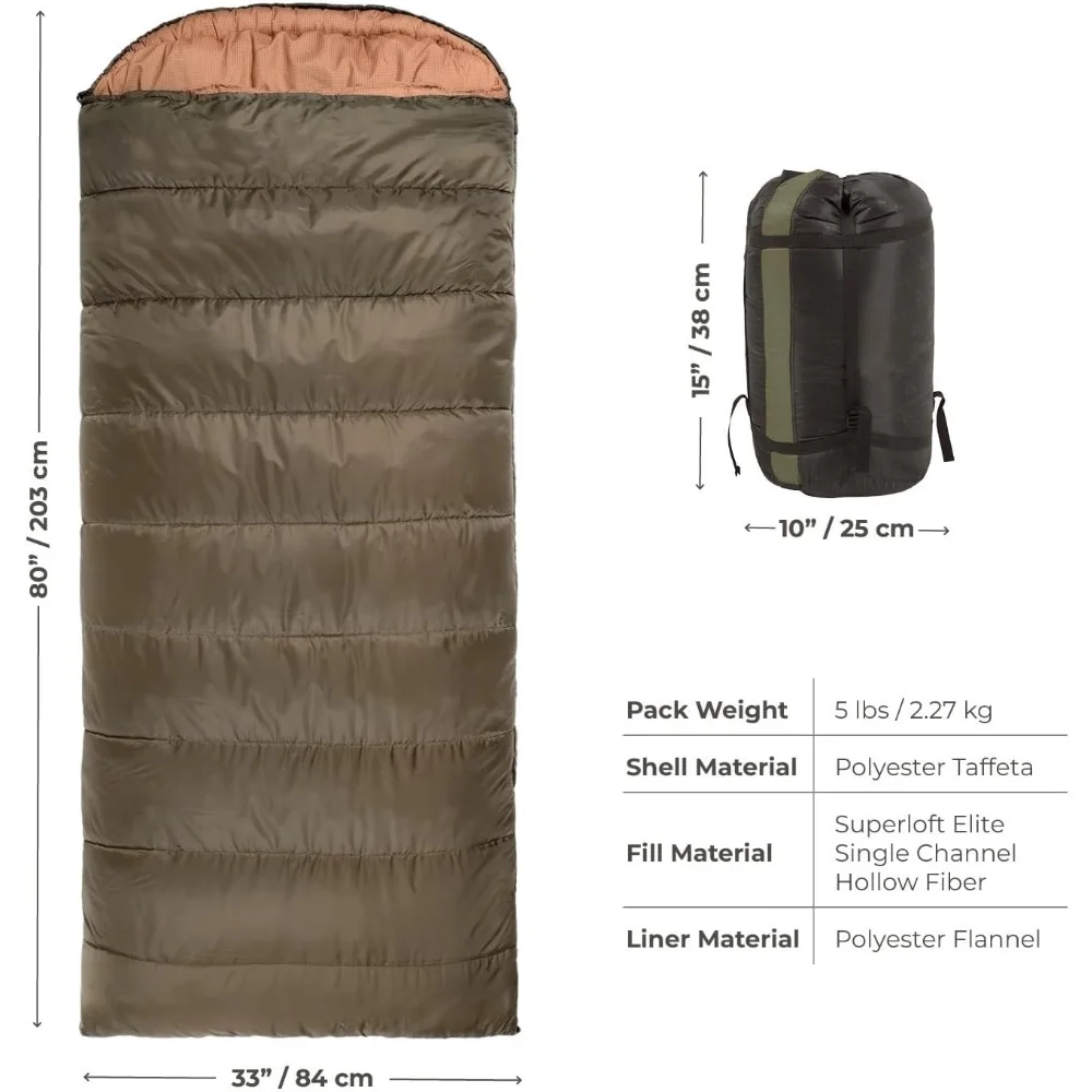 Celsius Regular, -25, Degree Sleeping Bags, All Weather Bags for Adults and Kids Camping and Warm Compression Sack Included