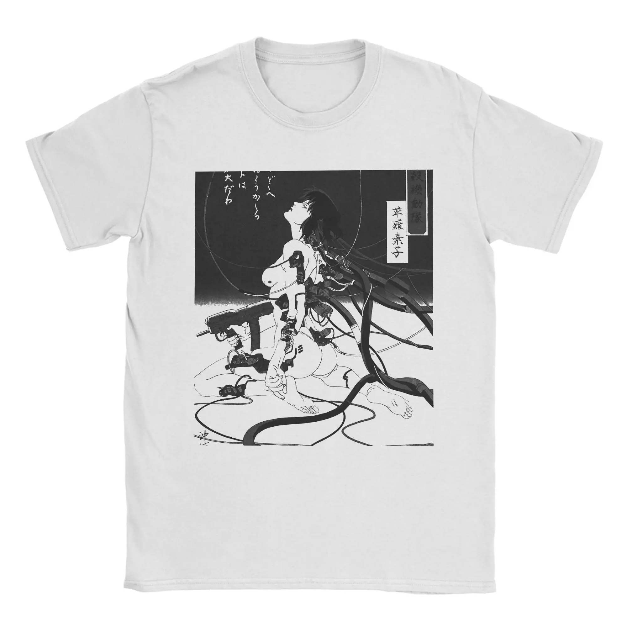 Camiseta de Motoko Kusanagi The Major Ghost in The Shell para hombre, ropa de algodón puro de Anime, camisetas Vintage con cuello redondo, camisetas para adultos