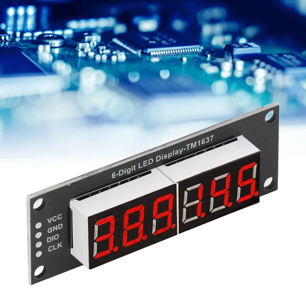 TM1637 Driver IC 6 Digit 7 Segment Display Module 0.36in Red LED Digital Tube 2 Pin IO with Pin Header