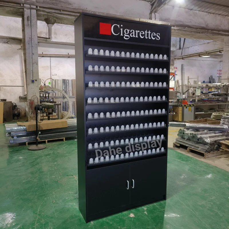 custom.Cabinet Fabrication Design Metal Modern Floor Display Racks Smoke Shop Display Cabinet With Led