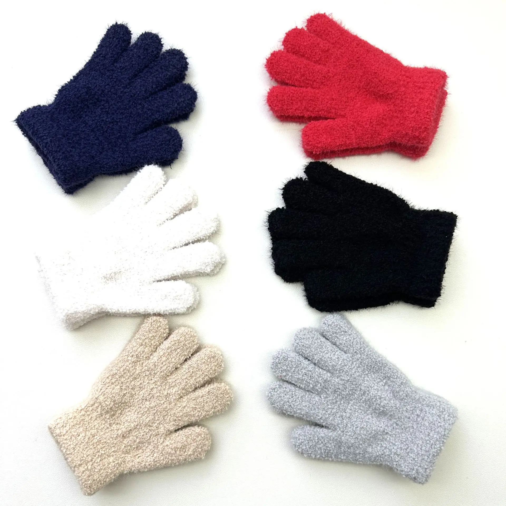 7-10Y Children Autumn Winter Knitted Warm Gloves Boys Girls Students Cute Solid Gloves Girls Outdoor Sports Riding Skiing Gloves