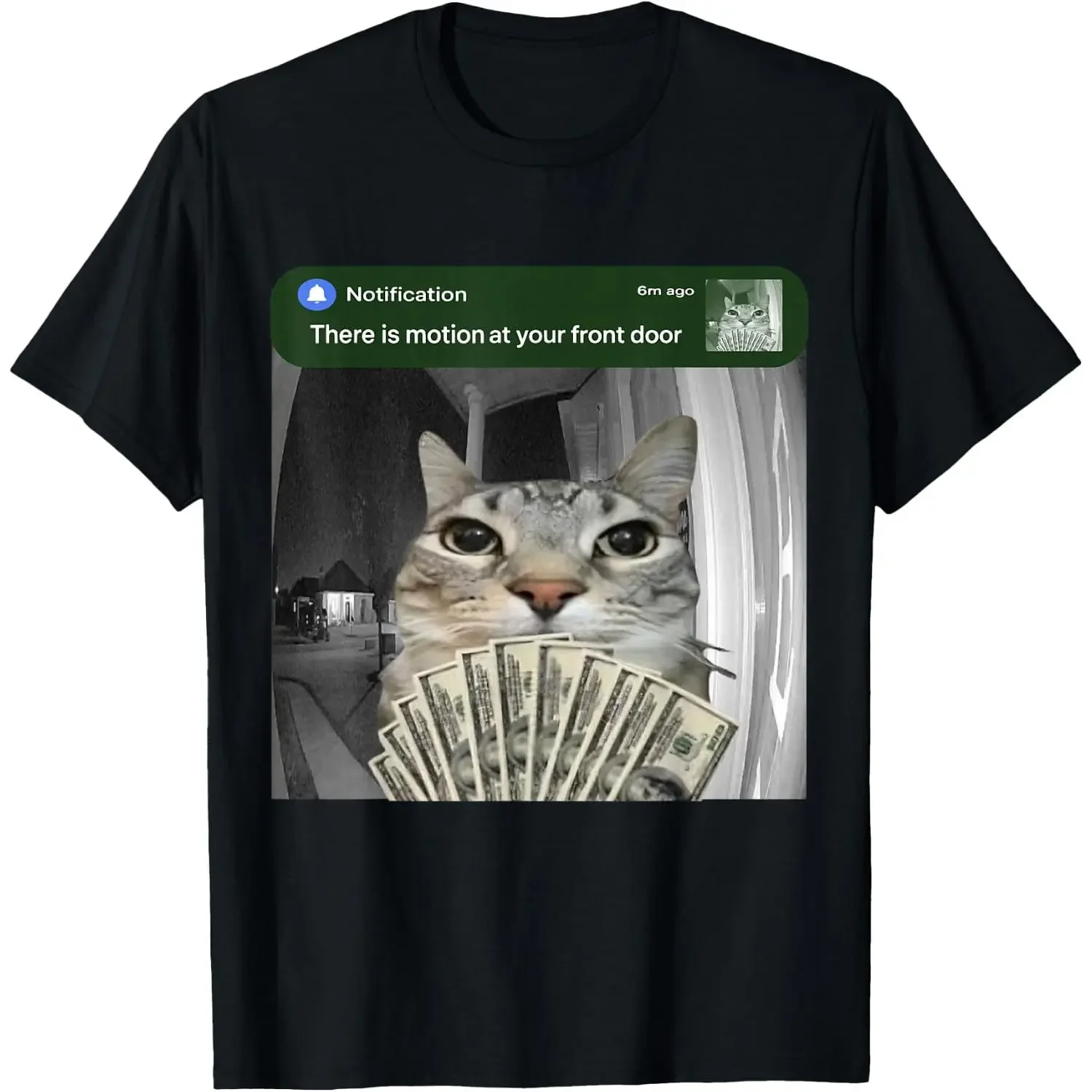 There Is Motion at Your Front Door Funny Cat Motion Meme T-Shirt