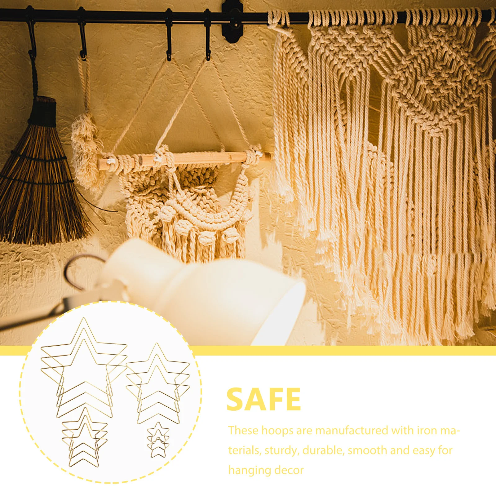 

12Pcs Dream Catcher Hoops Metal Star Shape DIY Wreath Rings Macrame Crafts Materials for Handmade Decor Dream Catcher Metal Hoop