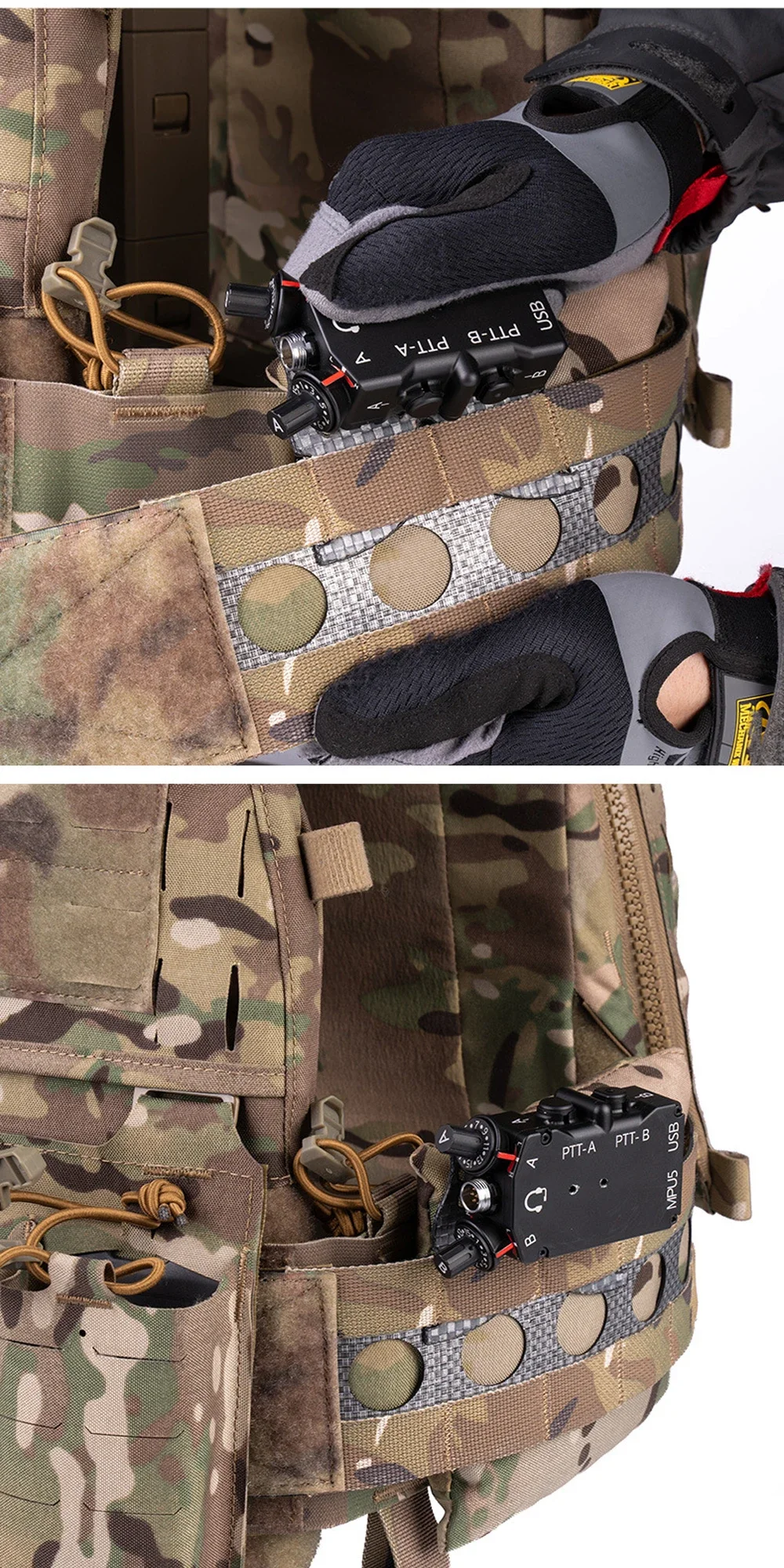Taktisches PTT-Wing-Kit – PTT-Adapterhalterung für FCPC V5 Style Plattenträger, MOLLE-Weste & Chest Rig Trainingszubehör – Detail 10