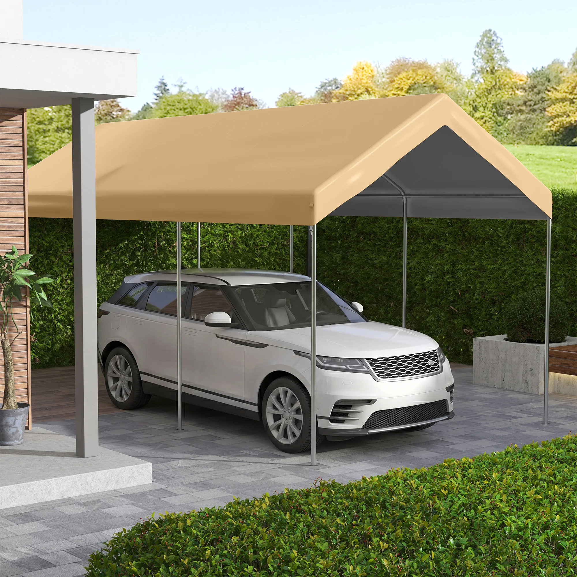 20' X 10' Carport Replacement Canopy for Model 84C-207Wt or 84C-386V00Wt with Ball Bungee Cords, Beige (Cover Only)