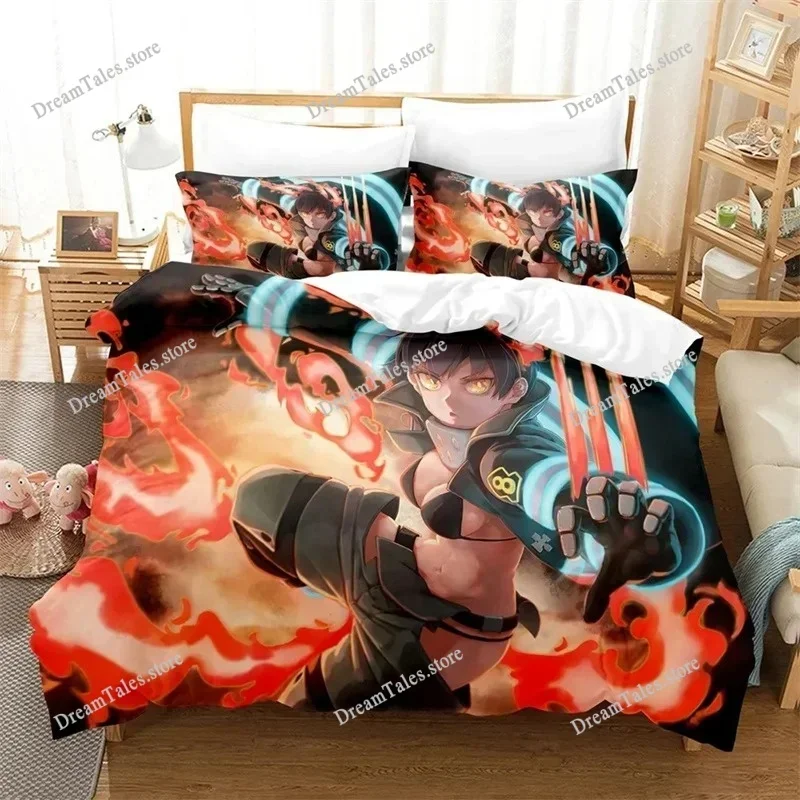 

New 3D Print Cartoon Fire Force Bedding Set Boys Girls Twin Queen King Size Duvet Cover Pillowcase Bed Boys Adult Home Textiles7