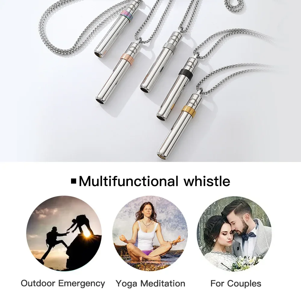 528Hz Frequency Whistle Love Frequency Pendants Rotation Stress Relief Meditation Breathing Anxiety Stainless Steel Necklace