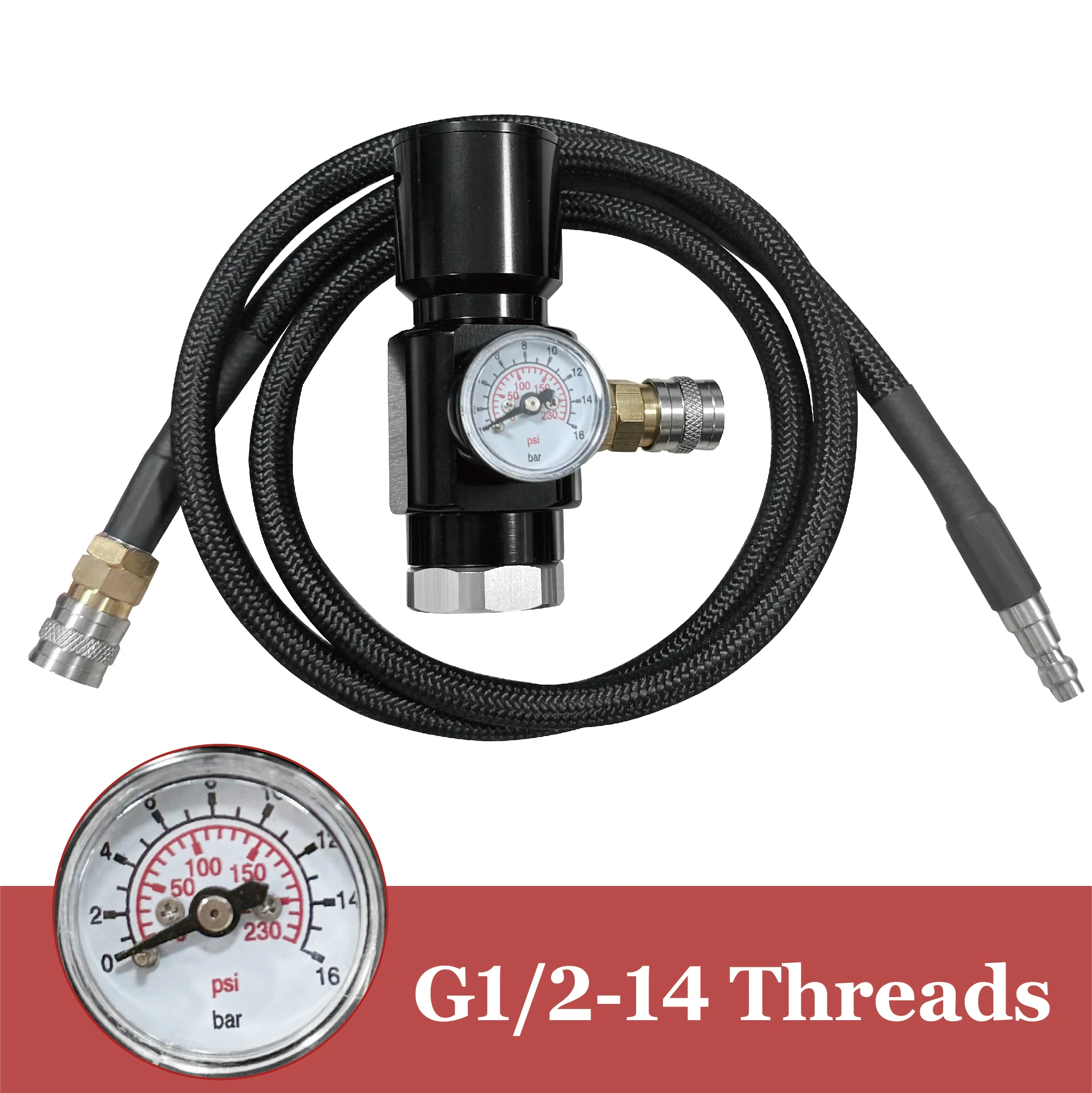 

HPA Low Output 0-150psi Air Pressure Regulator CO2 Adapter with adjustable wrench for Pneumatic Tools