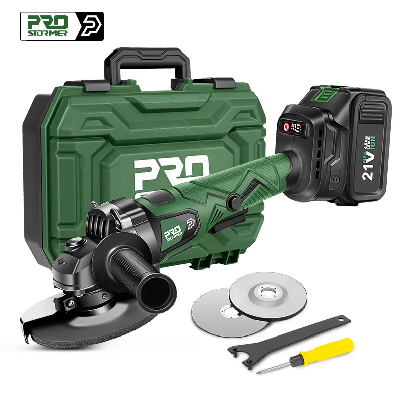 125mm Brushless Angle Grinder 21V Cordless Cutting Machine Electric Li-ion Battery Power Tool By PROSTORMER