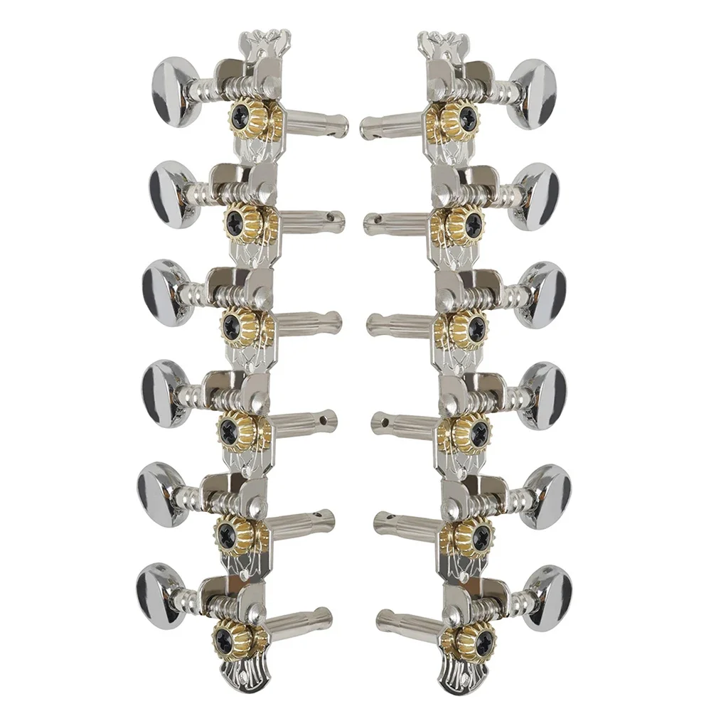 Колки для настройки акустической гитары 6R6L, 12-струнные хромированные тюнеры с блокировкой гитары, кнопка настройки струн, детали и аксессуары для гитары