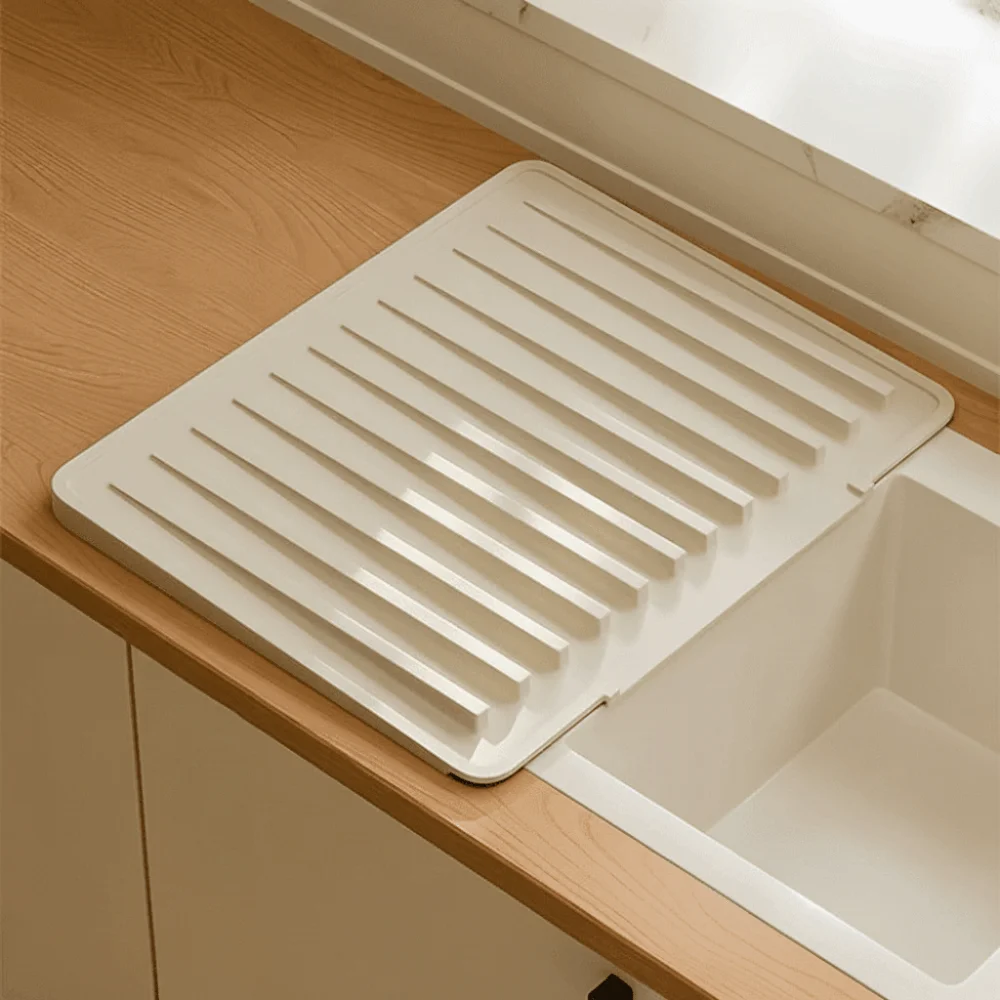

Heat-Resistant Silicone Sink Drying Mat Non-slip Flexible Thick Kitchen Drain Mat Slope Diversion Quick Drain