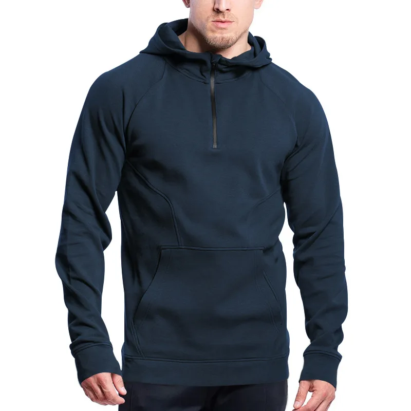 Menswear Amazon's new long-sleeved stand-up collar casual pullover hooded half-zipper fleece sweater