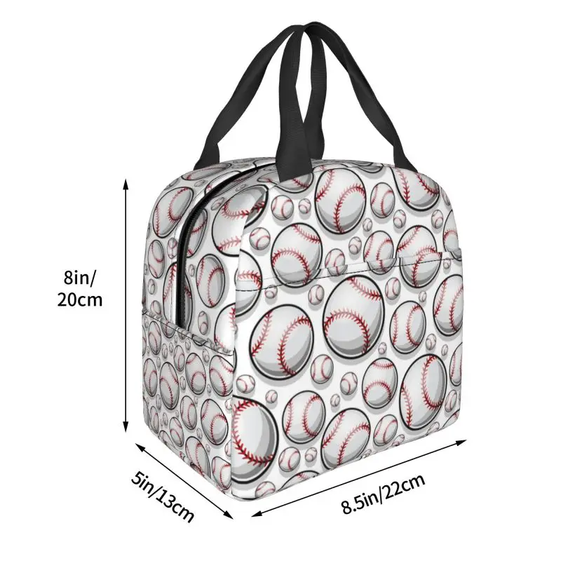 Custom Baseball Softball Ball Pattern Lunch Box Leakproof Thermal Cooler Food Insulated Lunch Bag Reusable Picnic Tote Bags